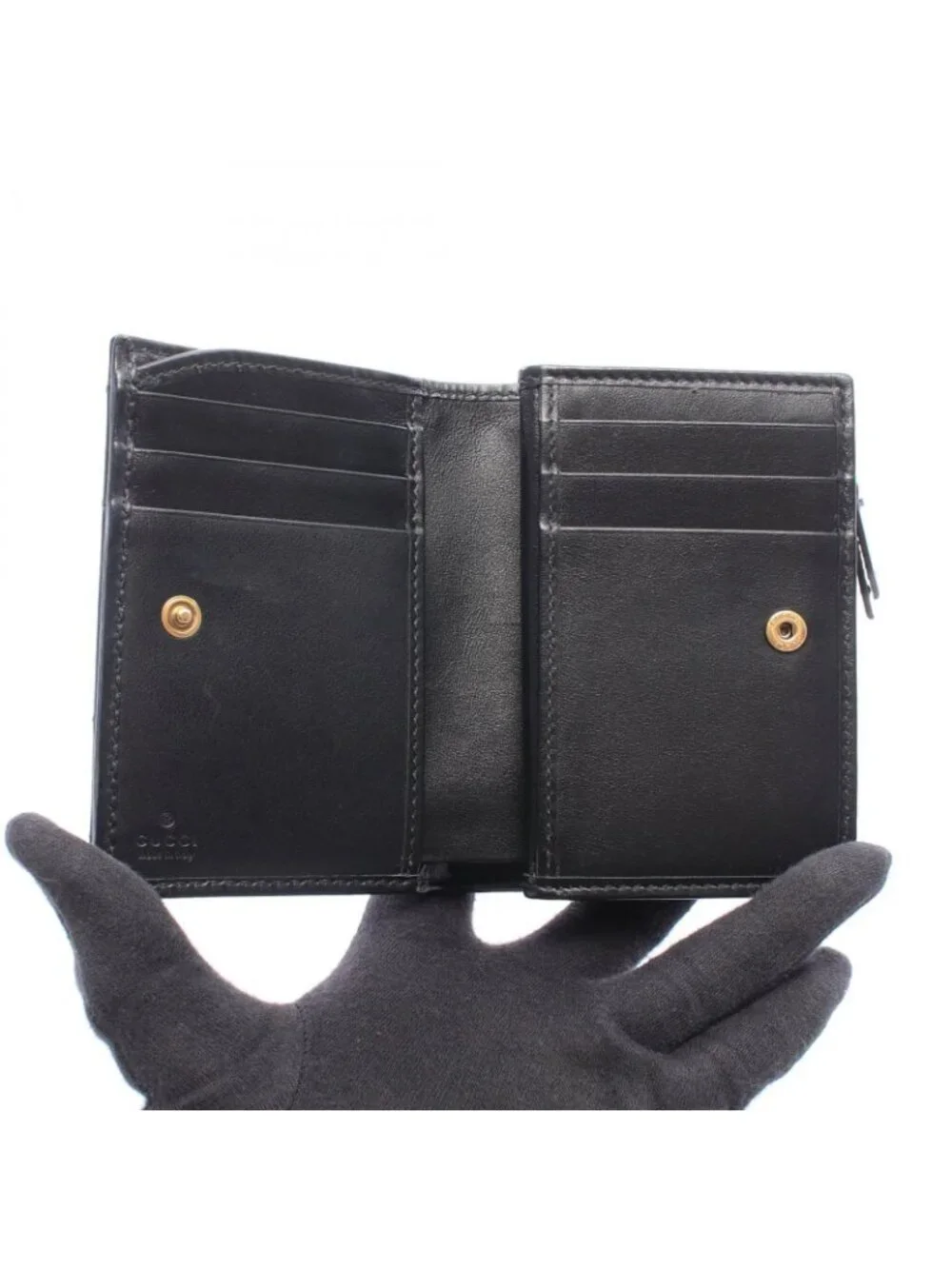 Gucci Bifold Wallet GG Marmont Black Leather Double